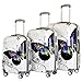 Produktbild QTC Hartschalen Reisekoffer TSA Sicherheits Zahlenschloss mit 4 Doppelrollen Bilder (Butterfly, 3er Set)