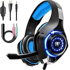 Gaming Headset for PS4 PS5 Xbox One Switch PC with Noise Canceling Mic, Deep Bass Stereo Sound