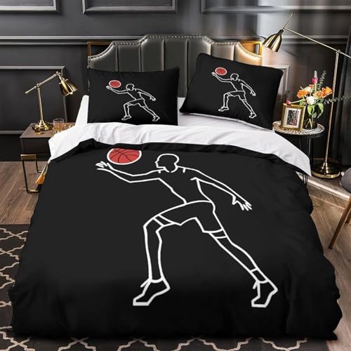 Parure de lit 3pcs basket-ball en microfibre premium avec zip solide