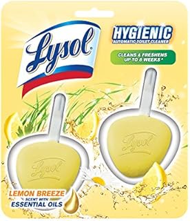 Lysol Automatic In-The-Bowl Toilet Cleaner, Cleans and Freshens Toilet Bowl, Lemon Breeze Scent, 2ct