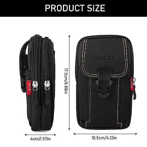 Gürteltasche Herren Multifunktionale Gürtel Handytasche Große Smartphone Tasche Handygürteltaschen Belt Bag Gürtel mit Karabiner Arbeit Taktische arbeitstasche Tasch für Wandern, Camping (Schwarz)