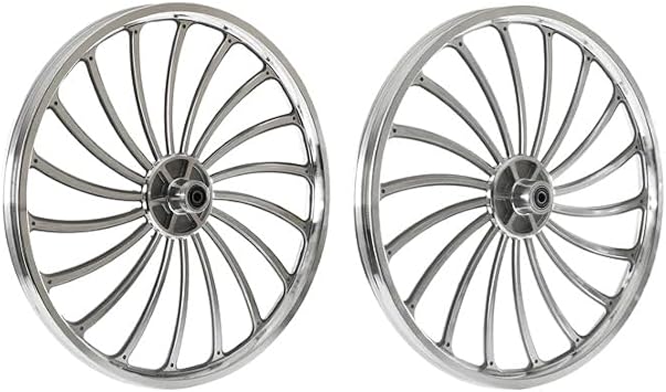 MICARGI 20" /26 BMX/Lowrider Wheel Set,Alloy Integrated Molding CNC Finishing Surface/140 Hole Aluminum Alloy Retro Style Rim Wheel Set