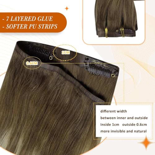 Image of Full Shine Balayage Clip in Hair Extensions, Chestnut Brown Platinum Blonde | Remy Human Hair, 20 Inch 120g 8 Pcs, Seamless PU Weft, Balanced Length and Volume, Heat Styling, Daily Wear, Offic Chic