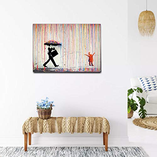 Giallobus - Schilderij - Banksy - Regen van kleuren - Tela canvas - 140x100 - Image 3