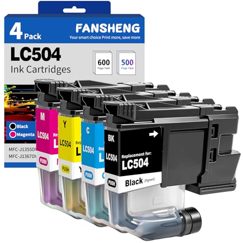 Image of LC504 Ink Cartridges Replacement for Brother LC504 LC504XL High Yield 4 Pack Combo Pack Ink Cartridges Compatible for Brother MFC-J1365DW MFC-J1355DW MFC-J1367DW Printer (Black, Cyan, Magenta, Yellow)