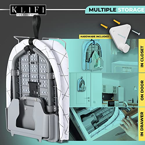 Klifi™ Small Ironing Board Iron Board Hanger Wall Mount – Table Top Ironing Board With Adjustable Legs – Foldable Ironing Board With Built-In Iron Rest, Ironing Cloth – Compact And Lightweight -Grey #TOP3