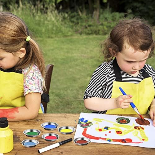 CYIIOU 12 Pieces Stainless Steel Round Palette Round Mixing Palette Stainless Steel Paint Palette Round Palette with Mouth Suitable for Paint Pigment and Water Based Painting