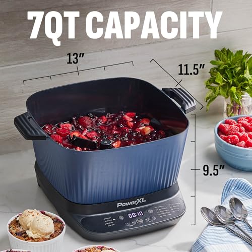 Image of STIRMAX Midnight Blue 7.5 Quart Digital Multi-Cooker with Automatic Paddle to Stir and Shred, 9 in 1 programmable presets to Saute, Sear, and Brown Food Before Simmering