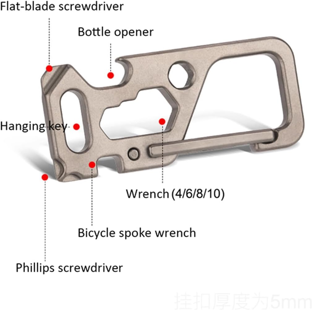 Titanium Multifunctional Keychain with Keyring，Titanium Pry Bar,Multi-tool,EDC Tool,Compact Versatile Pocket tool for Everyday Carry