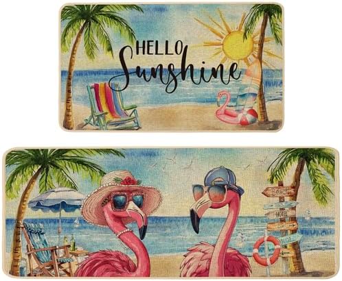 Amazon.com: Baccessor Flamingo Summer Kitchen Rugs Set of 2, Flamingo ...