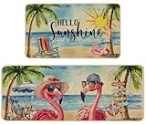 Baccessor Flamingo Summer Kitchen Rugs Set of 2, Flamingo Beach Coastal Hello...