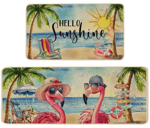 Flamingo Summer Kitchen Rugs Set
