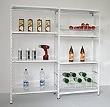 Grund- und 1 Anbauregale 150x150x30 cm 8 Böden, 40kg, weiß, Marke: Szagato (Kellerregal Lagerregal Büroregal Schraubregal)