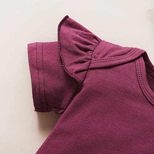 Renotemy Infant Baby Clothes Girl Newborn Outfits Short Sleeve Romper Pants Set 0-3 Months Baby Girl Clothes Outfit Sets Red #TOP5