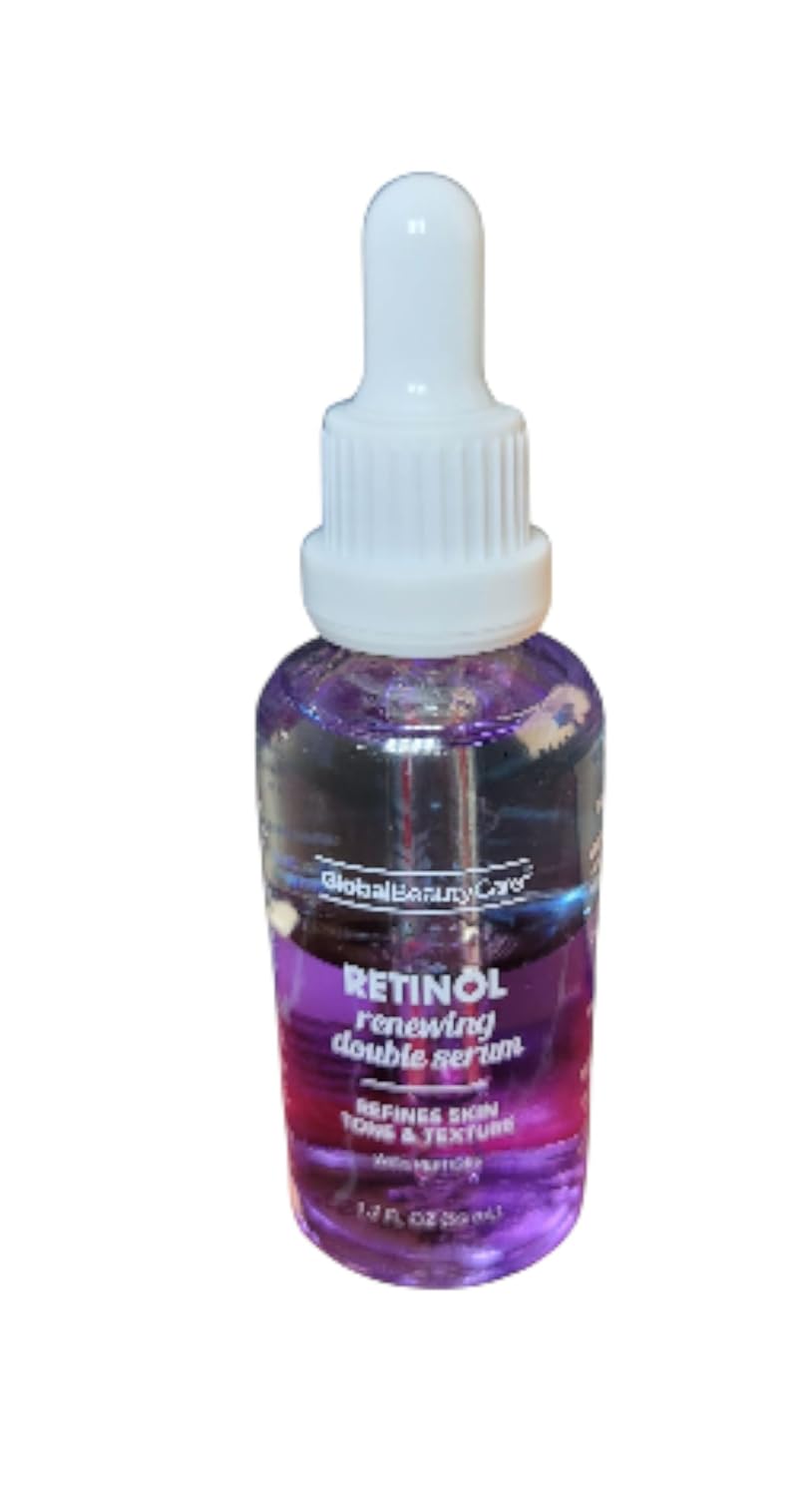 Retinol Renewing Double Serum, Anti-Aging Facial Treatment, Skin Refining and Texture Improving Formula, 1.7 Fl Oz