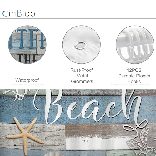 Cinbloo Shower Curtain 60Wx72H Bathroom Accessories Decor with 12 Hooks - Image 4