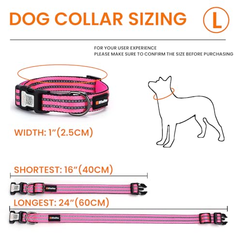Chien perdu ? Collier QR code réfléchissant rose taille L pour sécurité nocturne - 5