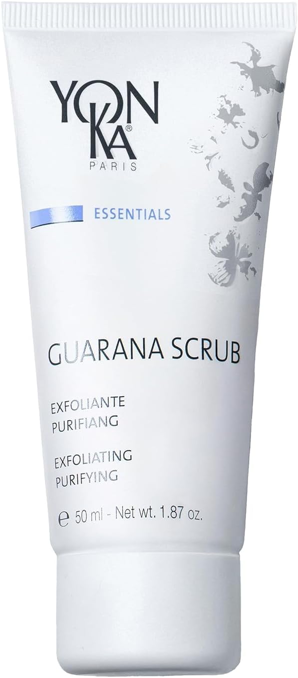 Guarana Facial Scrub Yonka 50ml | Gentle Facial Detoxifying Scrub with 2 Sizes of Granules | Rice Microbeads and Guarana | Cleanses, Polishes and Purifies | Normal to Oily Skin | 98% Natural Origin