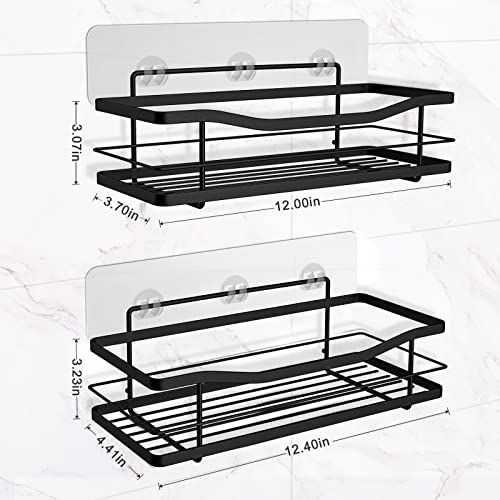 Eagmak Shower Caddy With Hooks Of 4, No Drilling Adhesive Shower Shelf Wall Mounted Shampoo Holder, Sus304 Stainless Steel Shower Storage Organizer For Bathroom, Toilet And Kitchen- 2 Pack (Black) #TOP6