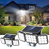 Photo Gallery letmy luci solari per esterni, 3000 lm, lente più luminosa con sensore di movimento, luci per esterni, 3 teste, impermeabili, pannello solare in vetro, 3 modalità di illuminazione, luci di sicurezza Photo Gallery letmy luci solari per esterni, 3000 lm, lente più luminosa con sensore di movimento, luci per esterni, 3 teste, impermeabili, pannello solare in vetro, 3 modalità di illuminazione, luci di sicurezza