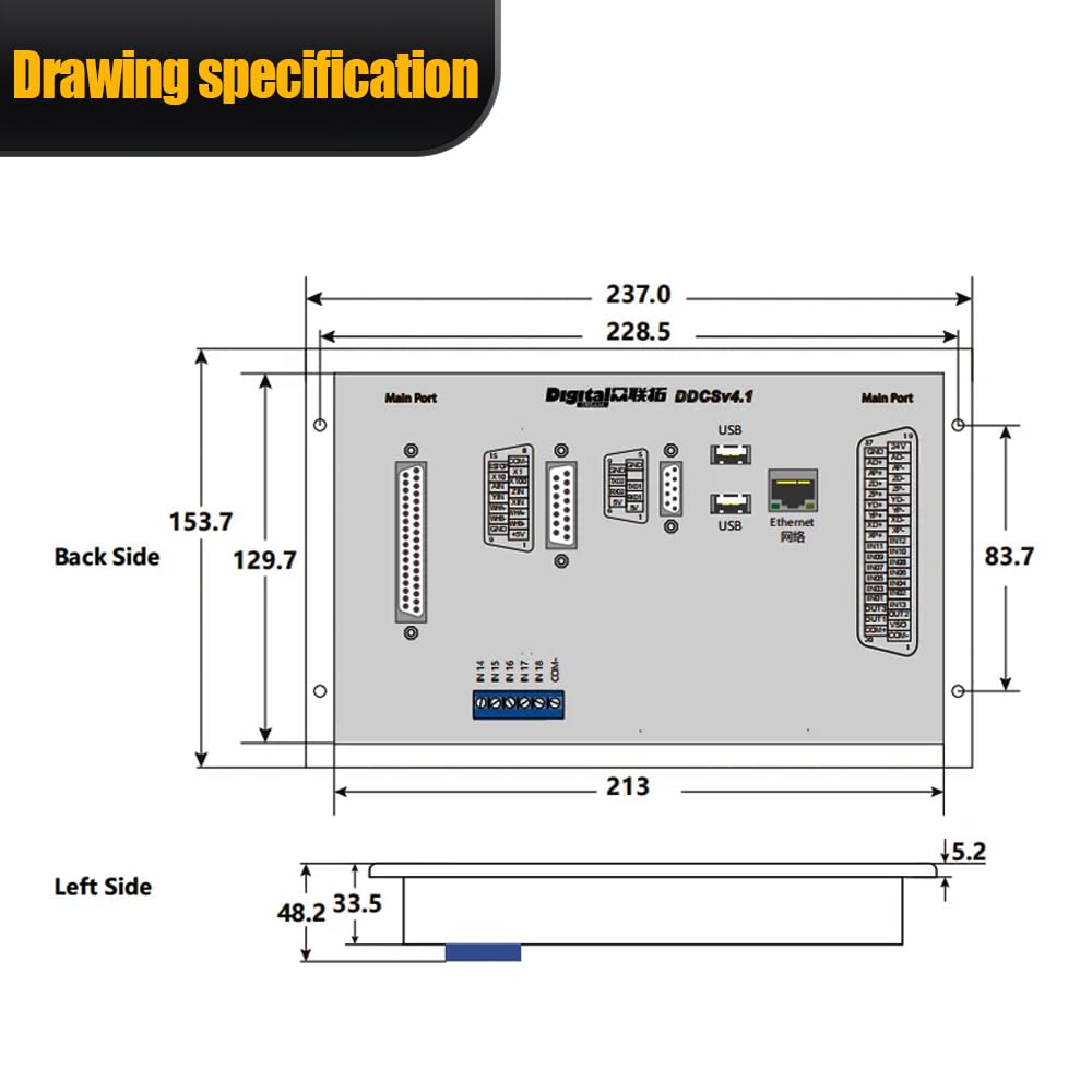 DDCS V4.1 CNC Controller, 3-4 Achsen G-Code Steuerung, Offline-fähig, mit Breakout-Board und USB-Schnittstelle, für Fräs- und Graviermaschinen. (4-Achsen)
