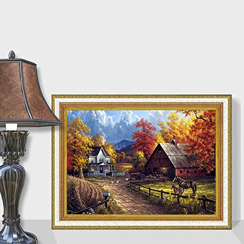 5D Diamond Painting with Frames, 10pcs Diamond Painting Accessories Kit with Drill Pens for Diamond Painting Glue Clay Storage Case, Ideal Diamond Painting for Kids Teens Adults, 30x40cm, Landscape