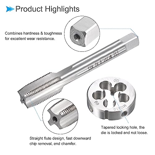 CoCud Gewindeschneiden und Matrize Set M13 x 1 Gewinde Metrische Schnellarbeitsstahl Maschine Schrauben Gewindebohrer und Rundmatrizen Werkzeug - (für Gewindeschneiden Reparieren) 1Set