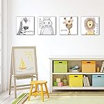 Oreichar Art Kids Wall Art Motivational Quote Painting Picture Safari Animals Canvas Print for Toddler Children's Room Bedroom Nursery Decoration (16"x16"x4pcs) - Image 3