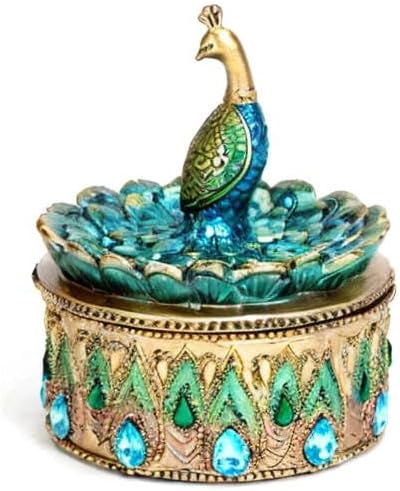 Bits and Pieces Peacock Jewelry Box for Women Small Keepsake Box with Peacock Figurine Lid - Decorative Boxes for Home Decor - Image 8