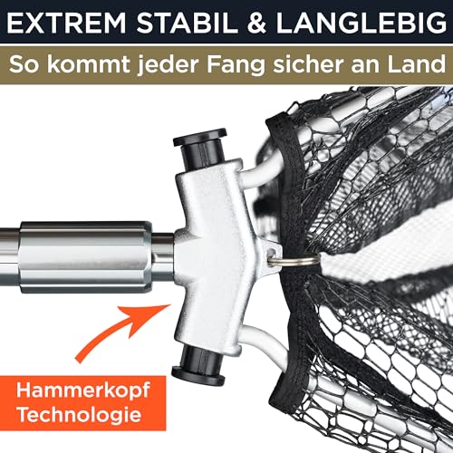 Angelkescher Q-Tac gummiert mit Hammerkopf und Teleskopfunktion