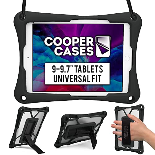 Cooper Cases TROOPER 2K 耐衝撃 ケース 【 9-9.7 インチ タブレット 汎用サイズ 】 ショルダー ストラップ スタンド シリコン 吸収 持ち運び 頑丈 丈夫 (ブラック)
