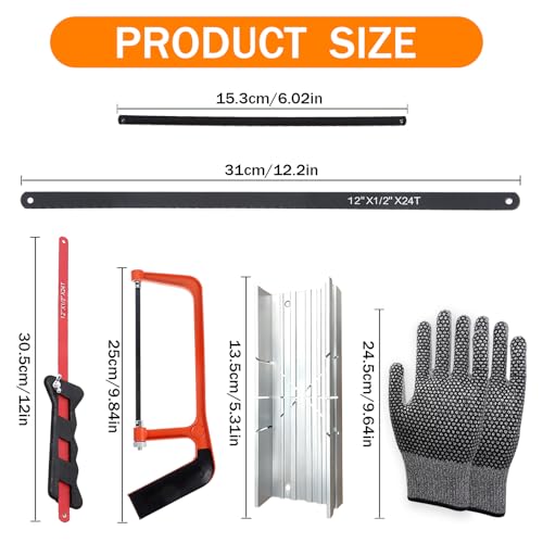 2 Pcs Junior Hacksaw With 20 Exchangeable Blades, Saw Frame And Cut Resistant Gloves, Mini Cutting Saw Set For Metal, Wood, Plastic, Pvc Pipe Cutting - 2