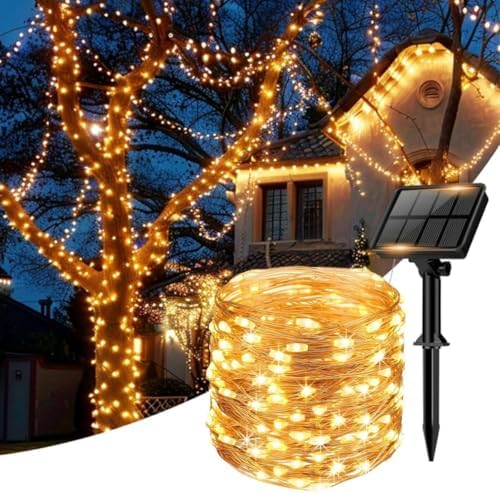 Fio fada LED Solar para Decoração, 100 LEDs, 10 Metros, Iluminaçã...