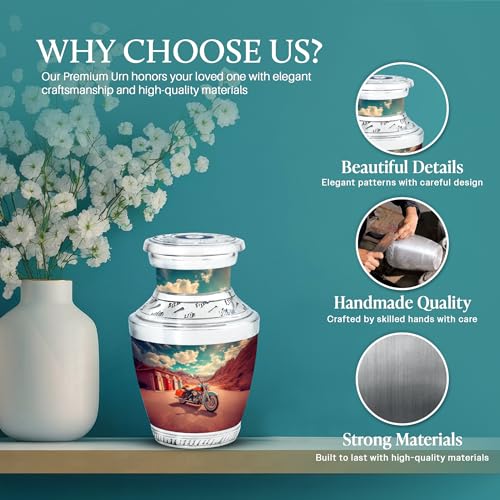 Image of Bike Urn Miniature Urns for Human Ashes 3 Inch 2 Qty | Memorial Urns Burial Decorative for Mom & Dad