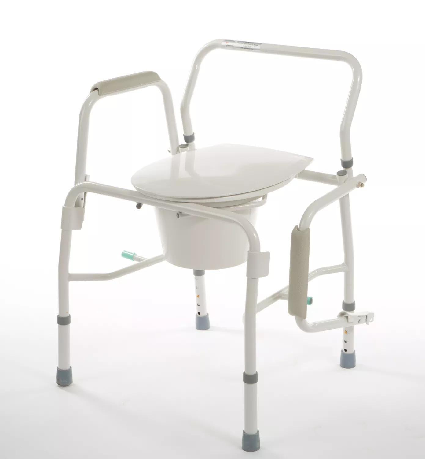 Cardinal Health™ Drop Arm Patient Commode with Lid, Steel Powder Coat, 10QT Bucket, 19-23.5IN, 300LB, Case of 2