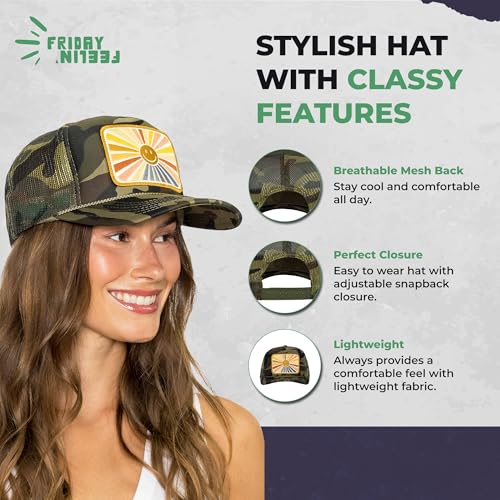 Image of Friday Feelin' Trucker Hat Women Men Baseball Cap Western American Fitted Trucker Hats Baseball Hat All Occasion - One Size