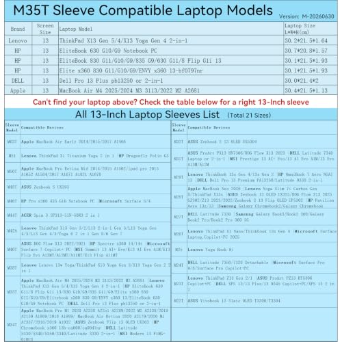 Image of Smatree M35T Hard Protective 13 inch Laptop Case for Lenovo /HP /DELL /Apple | Compatible for Lenovo ThinkPad X13, HP Elite x360 /EliteBook, DELL Pro 13 Plus, Apple MacBook Air 2026 /2025 /2024,Case(X8032T)
