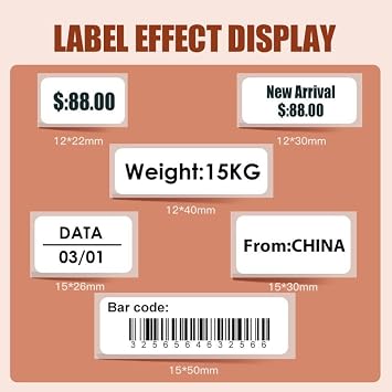 White Label Paper Compatible for NIIMBOT D11 D110 D101 Label Maker 3Rolls White 12x40mm Waterproof,Self-Adhesive Office and Home Labeling Tape Replacement.