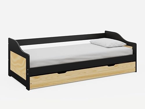 Miniatura 3 de Urban Home Furniture Stella - Sofá cama de madera de pino con panel curvado con nido, cama de día tamaño individual con nido extraíble y soporte de