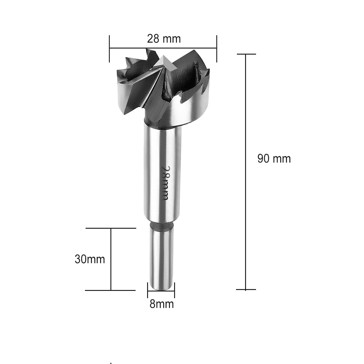 SUQIN 28mm Professional Forstner Drill Bit,Round Handle Forstner Wood Drill Bits, For Drilling Hinge Cutter Length 90mm - Image 2