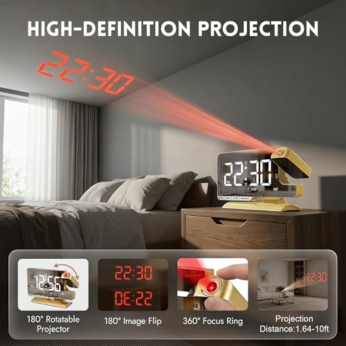 Projection Clock,Alarm Clocks for Bedrooms,Digital Bedside Clock - Image 2