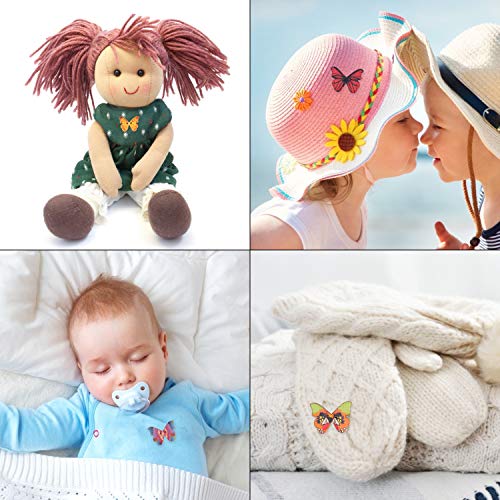 FINGOOO 100 Pieces Butterfly Wooden Buttons Vintage Wood Buttons with 2 Holes for DIY Sewing Crafting ,1 Inch