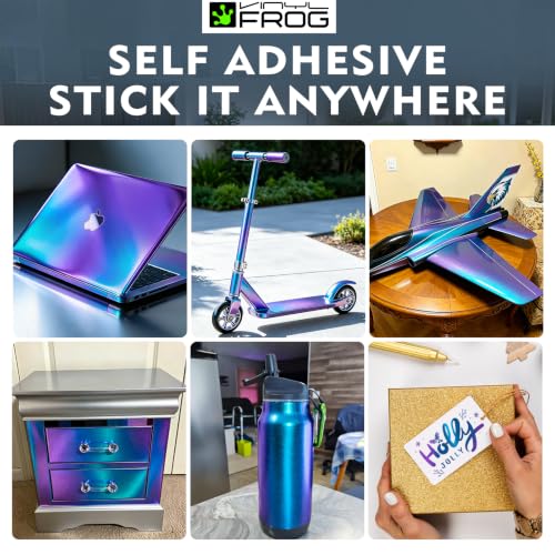 Image of VINYL FROG Chameleon Car Wrap 11.81 inchx60 inch Purple to Blue Matte Metallic Vehicle Film Stretchable Air Release Car Wrap Vinyl for DIY Decals