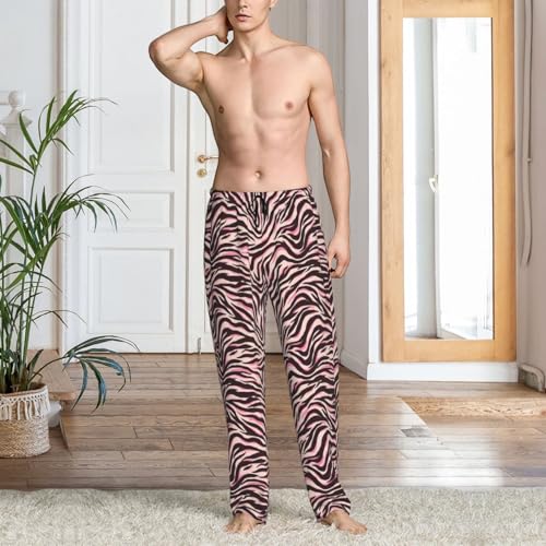 Tiger Zebra Stripes Print Pink Mens Pj Pants,Soft Men Lounge Pants,Mens Pajama Pants Bottoms,Sleep Pants For Men2