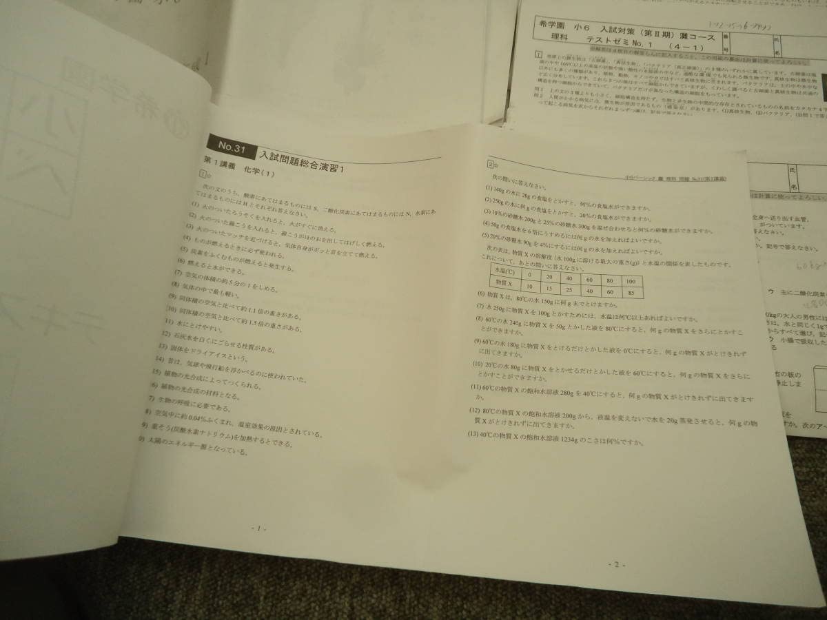 ✿希学園小6 希学園 小6⁄6年 理科 志望校別特訓
