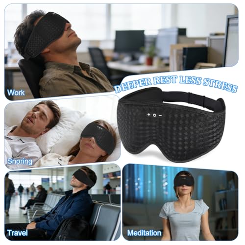 Miniatura 7 de Aoote 3d Antifaz Para Dormir Auriculares Bluetooth Música Inalámbrica,3d Bluetooth Auriculares Para Dormir,Antifaces Para Dormir Auriculares Ultrasuaves,V5.4, 10 Horas De Reproducción