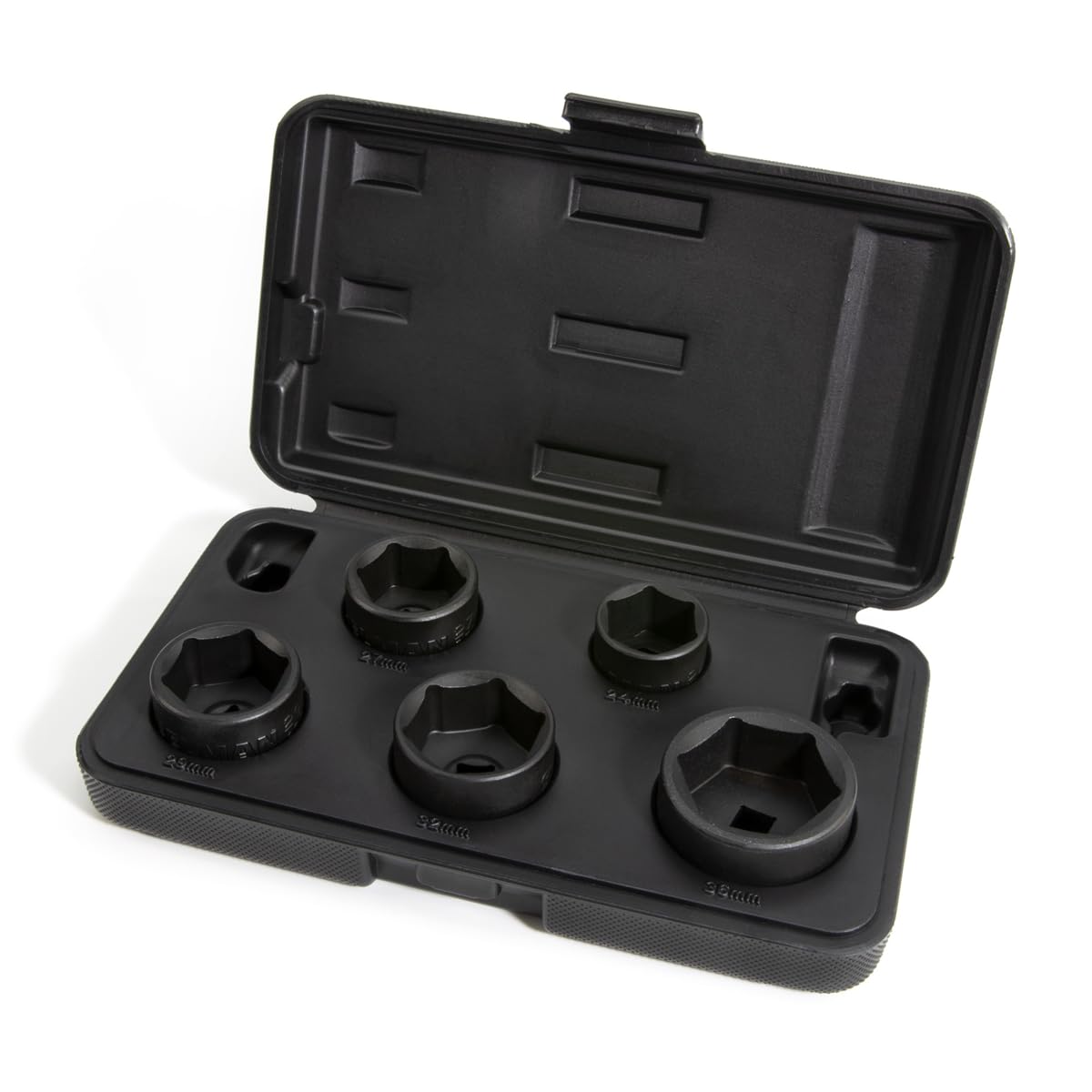 Steelman 5-Piece 3/8-Inch Drive Low Profile Oil Filter Wrench Socket Set, 24mm, 27mm, 29mm, 32mm, and 36mm Sizes