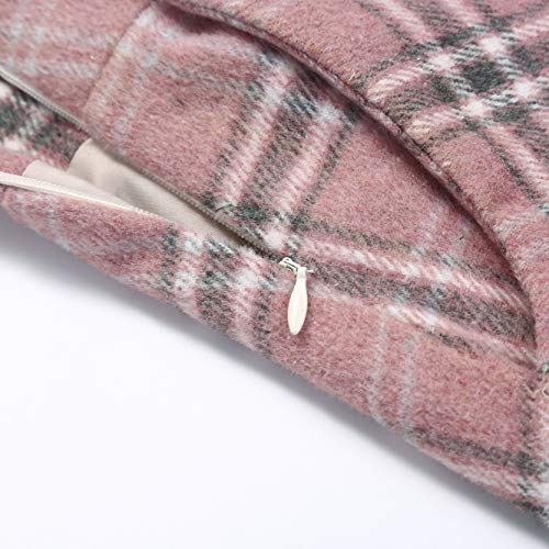 IDEALSANXUN Womens High Elastic Waist Maxi Skirt A-line Plaid Winter Warm Flare Long Skirt (Small, Long Pink) - Thumbnail 3
