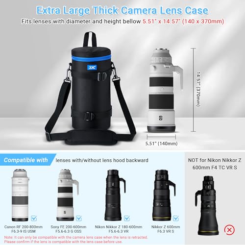 image for JJC Extra Large Thick Camera Lens Case Bag for Canon RF 200-800mm F6.3