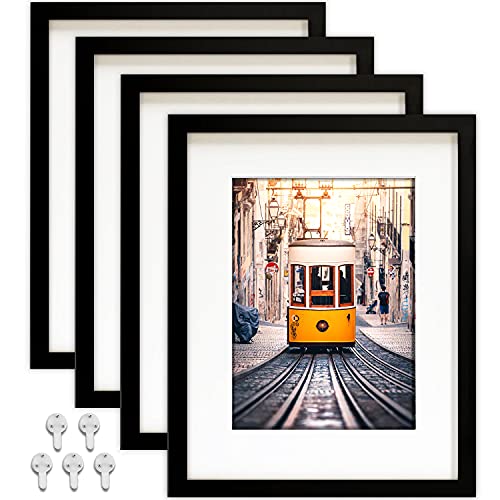 Picture Frames 8x10 Picture Frames Set of 4 ,Display Pictures 5x7 with Mat or 8x10 Without Mat,Multi Photo Frames Collage for Wall or Tabletop Display,Black